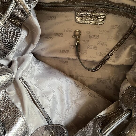 MICHAEL Michael Kors Metallic Satchel | Pewter | Pre-Owned - Picture 9 of 15